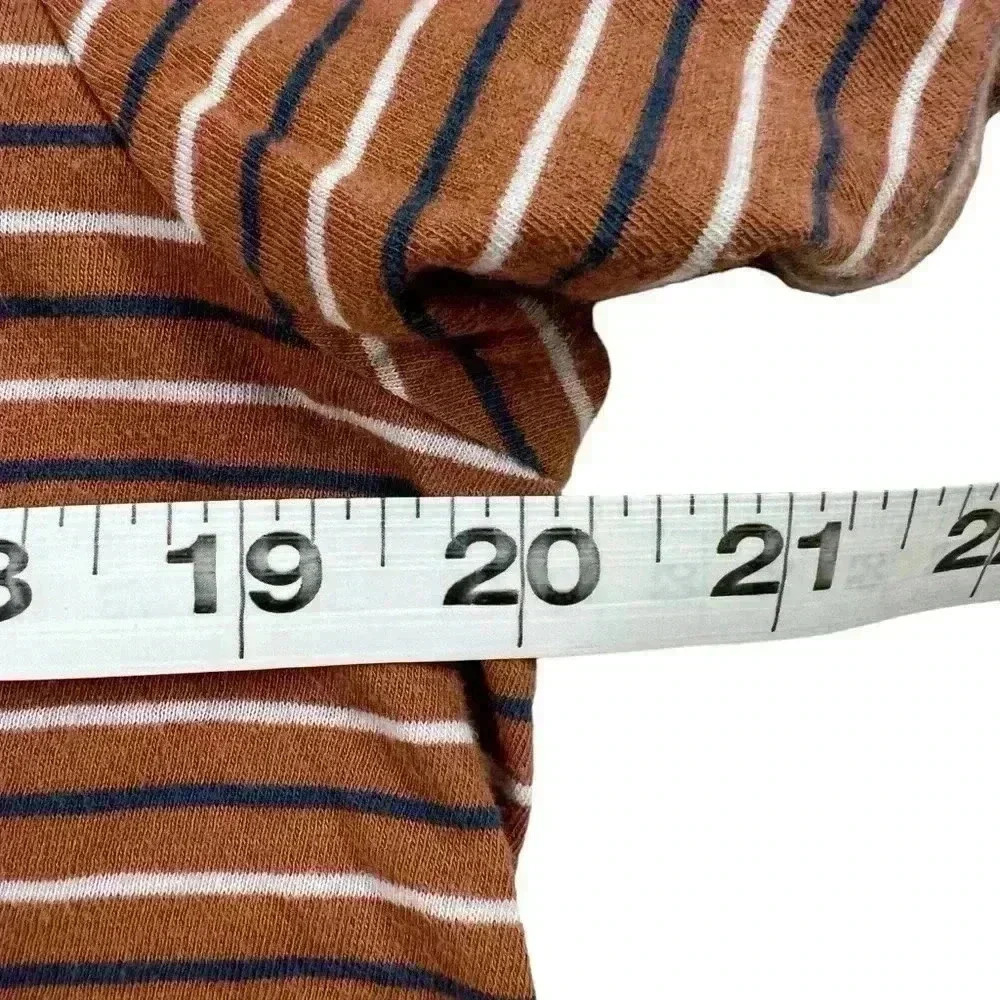 Universal Thread Orange Crewneck Navy/White Striped Short Sleeve | Size Large - Picture 3 of 4